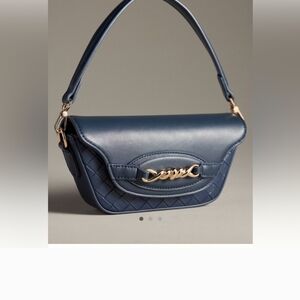 ANTHROPOGIE DELIAH Elegant Blue Quilted Women's Bag NAVY